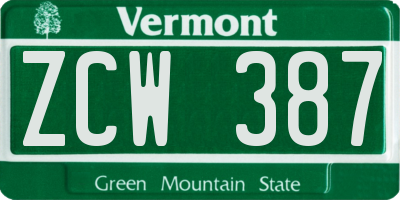 VT license plate ZCW387