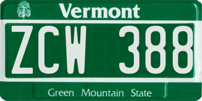 VT license plate ZCW388