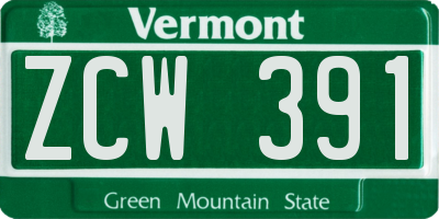 VT license plate ZCW391