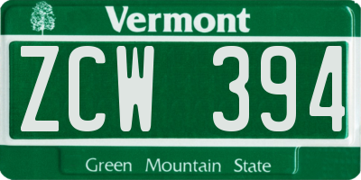 VT license plate ZCW394