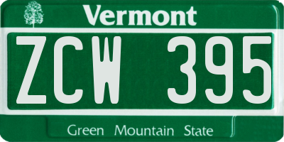 VT license plate ZCW395