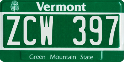 VT license plate ZCW397