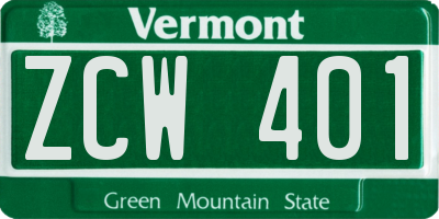 VT license plate ZCW401