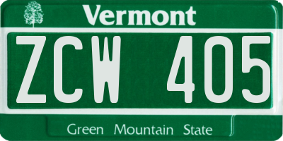 VT license plate ZCW405