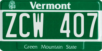 VT license plate ZCW407