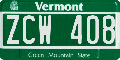 VT license plate ZCW408