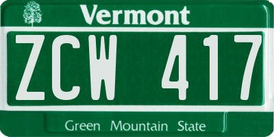 VT license plate ZCW417