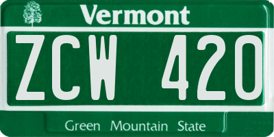 VT license plate ZCW420