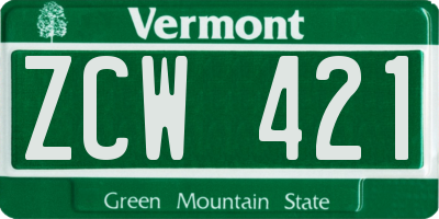 VT license plate ZCW421