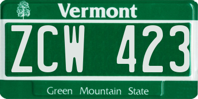 VT license plate ZCW423
