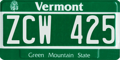 VT license plate ZCW425