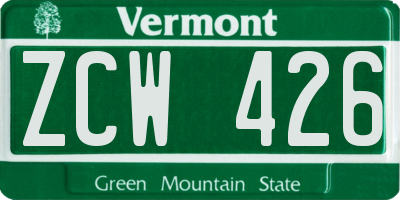 VT license plate ZCW426