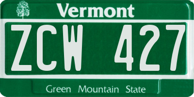 VT license plate ZCW427