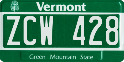 VT license plate ZCW428