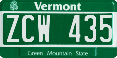 VT license plate ZCW435