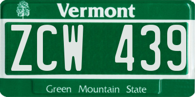 VT license plate ZCW439