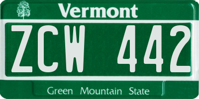 VT license plate ZCW442