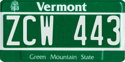 VT license plate ZCW443