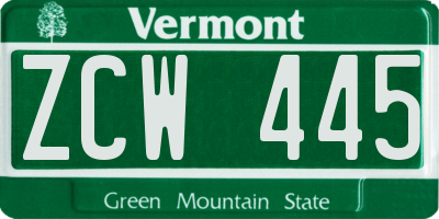 VT license plate ZCW445