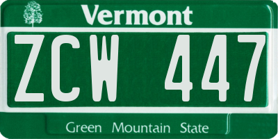 VT license plate ZCW447