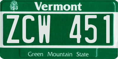VT license plate ZCW451