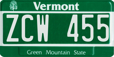 VT license plate ZCW455