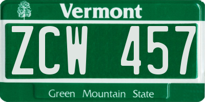 VT license plate ZCW457