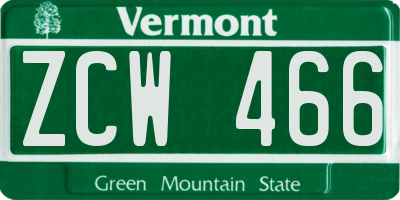 VT license plate ZCW466