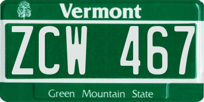 VT license plate ZCW467