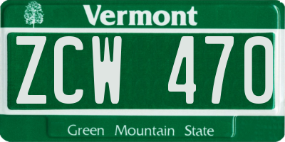 VT license plate ZCW470