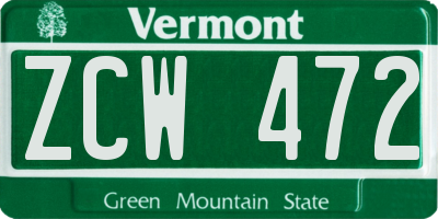 VT license plate ZCW472
