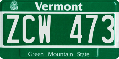 VT license plate ZCW473