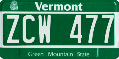 VT license plate ZCW477