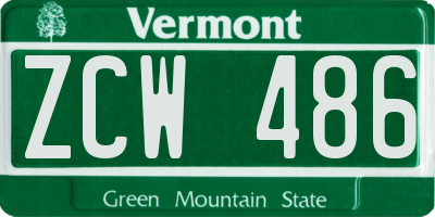 VT license plate ZCW486