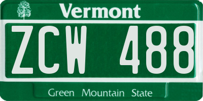 VT license plate ZCW488
