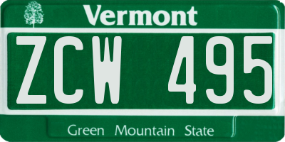 VT license plate ZCW495