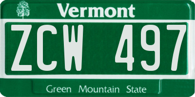 VT license plate ZCW497
