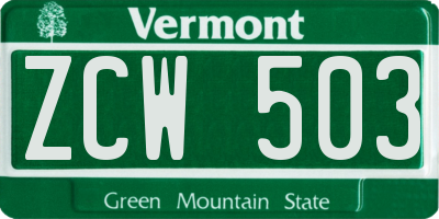 VT license plate ZCW503