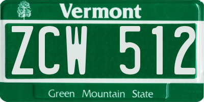 VT license plate ZCW512