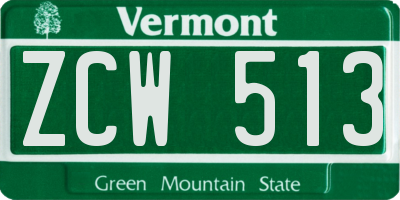 VT license plate ZCW513