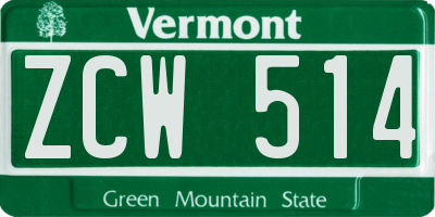 VT license plate ZCW514