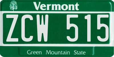 VT license plate ZCW515