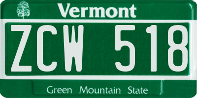 VT license plate ZCW518