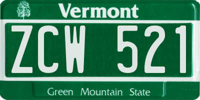 VT license plate ZCW521