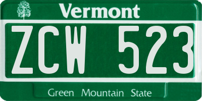 VT license plate ZCW523