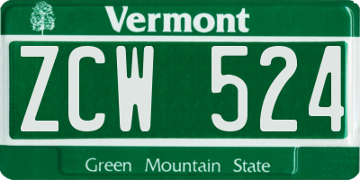 VT license plate ZCW524