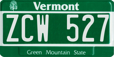 VT license plate ZCW527