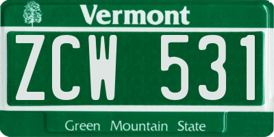 VT license plate ZCW531