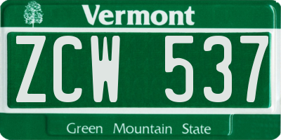 VT license plate ZCW537