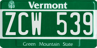 VT license plate ZCW539
